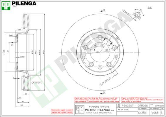 Pilenga V085 - Гальмівний диск autozip.com.ua