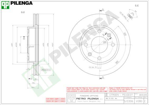 Pilenga V080 - Гальмівний диск autozip.com.ua