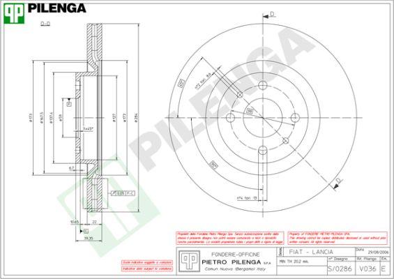 Pilenga V036 - Гальмівний диск autozip.com.ua