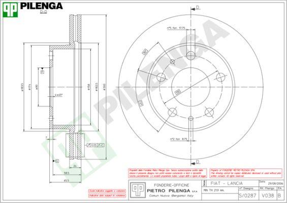 Pilenga V038 - Гальмівний диск autozip.com.ua