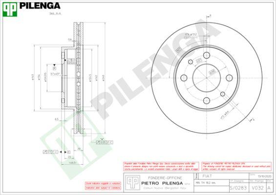 Pilenga V032 - Гальмівний диск autozip.com.ua