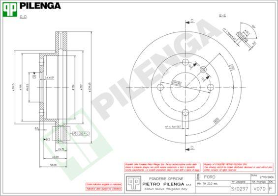 Pilenga V070 - Гальмівний диск autozip.com.ua