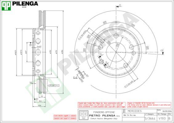 Pilenga V193 - Гальмівний диск autozip.com.ua