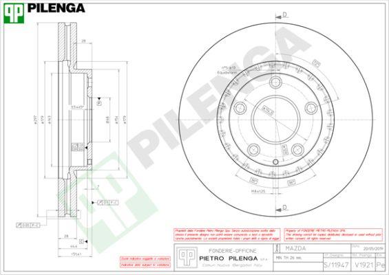 Pilenga V1921 - Гальмівний диск autozip.com.ua
