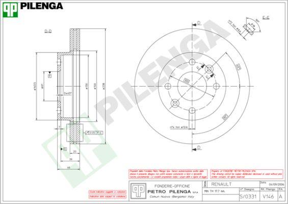 Pilenga V146 - Гальмівний диск autozip.com.ua