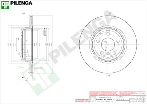 Pilenga V1409 - Гальмівний диск autozip.com.ua