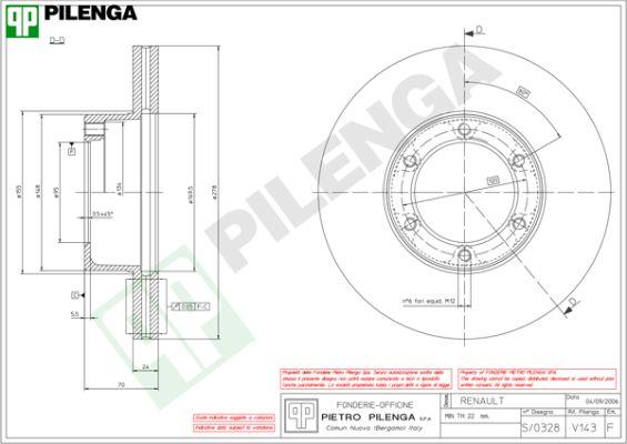 Pilenga V143 - Гальмівний диск autozip.com.ua