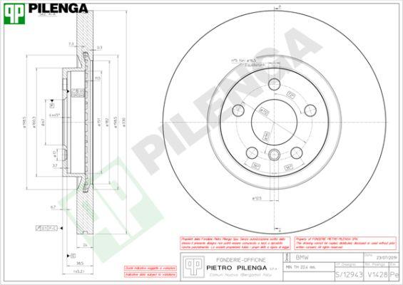 Pilenga V1428 - Гальмівний диск autozip.com.ua