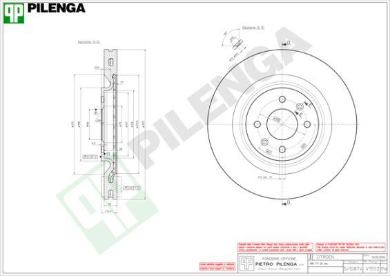 Pilenga V1552 - Гальмівний диск autozip.com.ua