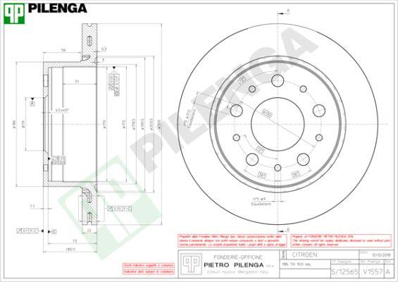 Pilenga V1557 - Гальмівний диск autozip.com.ua