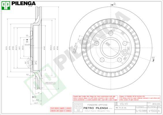 Pilenga V1500 - Гальмівний диск autozip.com.ua