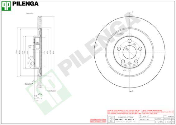 Pilenga V1512 - Гальмівний диск autozip.com.ua