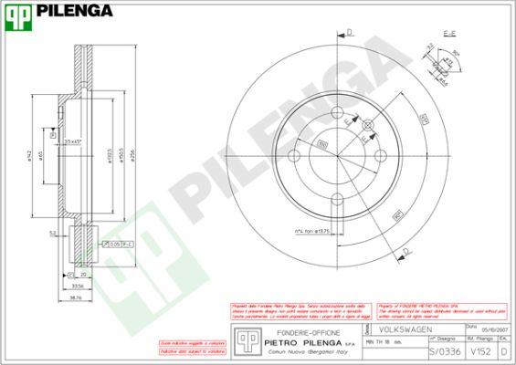 Pilenga V152 - Гальмівний диск autozip.com.ua