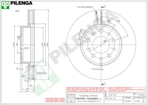 Pilenga V161 - Гальмівний диск autozip.com.ua