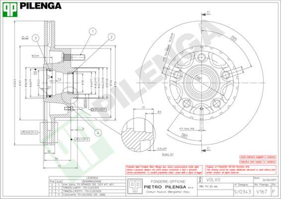Pilenga V167 - Гальмівний диск autozip.com.ua