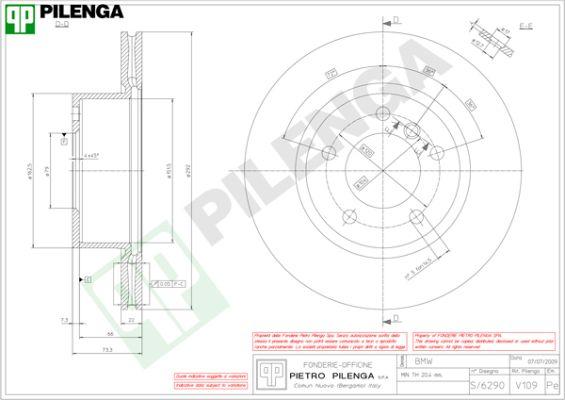 Pilenga V109 - Гальмівний диск autozip.com.ua
