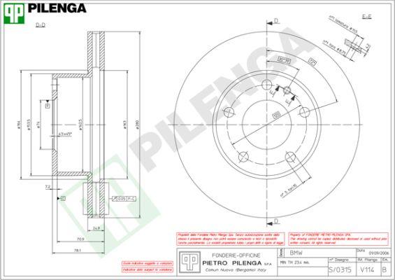 Pilenga V114 - Гальмівний диск autozip.com.ua