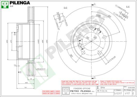 Pilenga V117 - Гальмівний диск autozip.com.ua