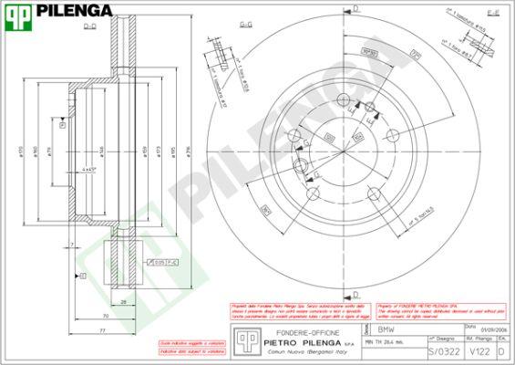 Pilenga V122 - Гальмівний диск autozip.com.ua