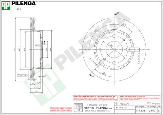 Pilenga V897 - Гальмівний диск autozip.com.ua