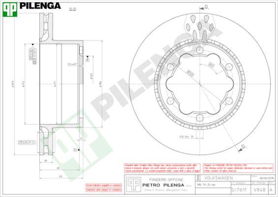 Pilenga V848 - Гальмівний диск autozip.com.ua