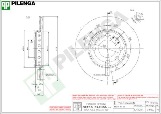 Pilenga V854 - Гальмівний диск autozip.com.ua