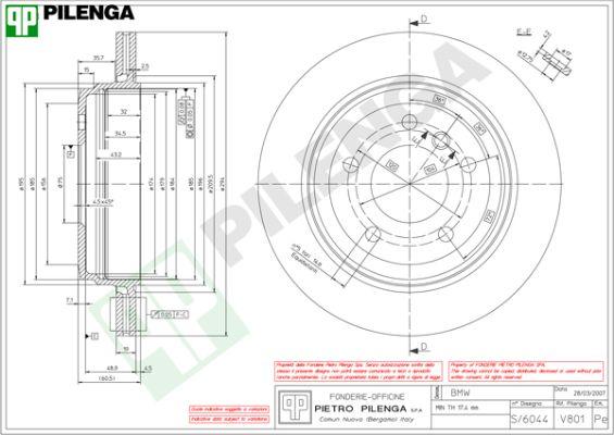 Pilenga V801 - Гальмівний диск autozip.com.ua