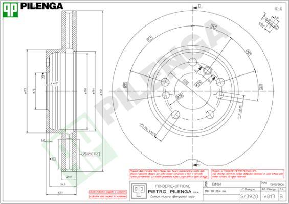 Pilenga V813 - Гальмівний диск autozip.com.ua