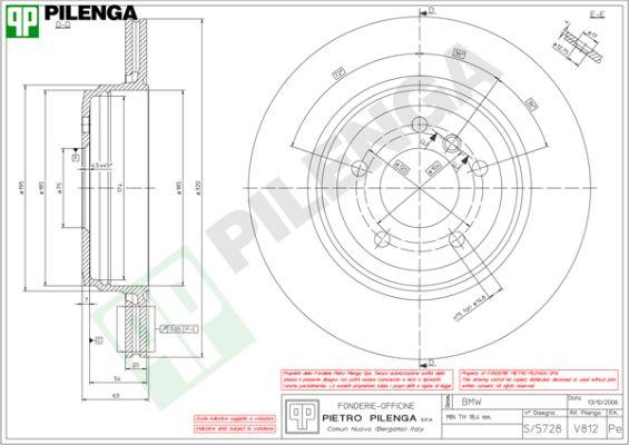 Pilenga V812 - Гальмівний диск autozip.com.ua
