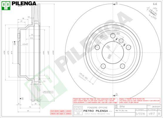 Pilenga V817 - Гальмівний диск autozip.com.ua