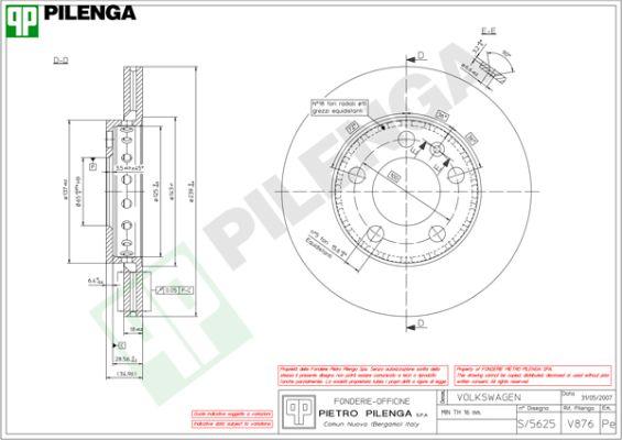 Pilenga V876 - Гальмівний диск autozip.com.ua