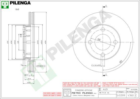 Pilenga V360 - Гальмівний диск autozip.com.ua