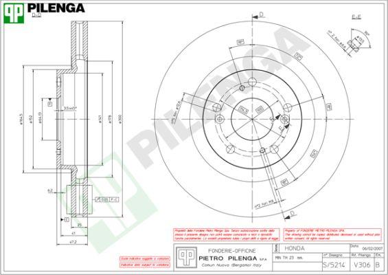 Pilenga V306 - Гальмівний диск autozip.com.ua