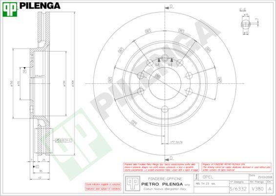 Pilenga V380 - Гальмівний диск autozip.com.ua