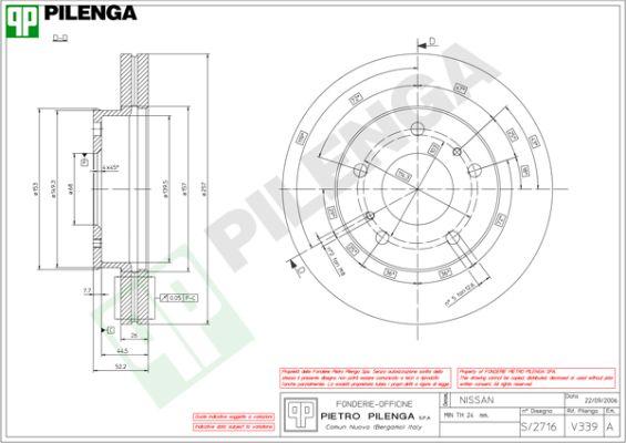 Pilenga V339 - Гальмівний диск autozip.com.ua