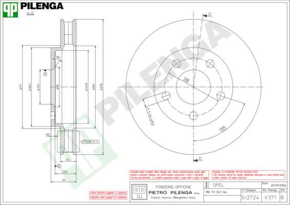 Pilenga V371 - Гальмівний диск autozip.com.ua