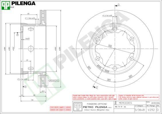 Pilenga V292 - Гальмівний диск autozip.com.ua