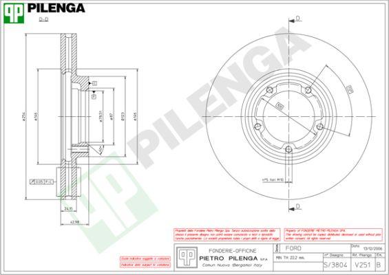 Pilenga V251 - Гальмівний диск autozip.com.ua