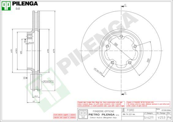 Pilenga V253 - Гальмівний диск autozip.com.ua