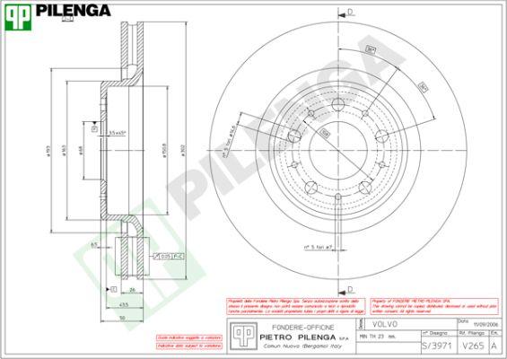 Pilenga V265 - Гальмівний диск autozip.com.ua