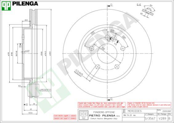 Pilenga V289 - Гальмівний диск autozip.com.ua