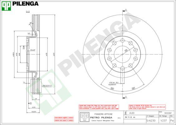 Pilenga V237 - Гальмівний диск autozip.com.ua