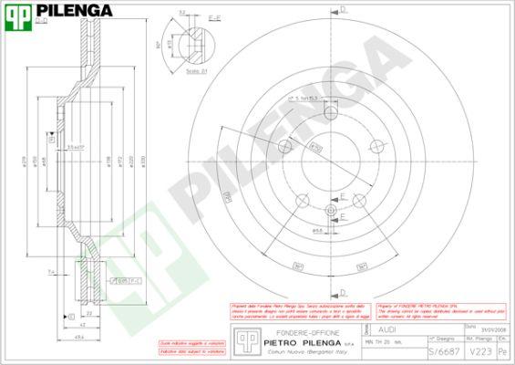 Pilenga V223 - Гальмівний диск autozip.com.ua