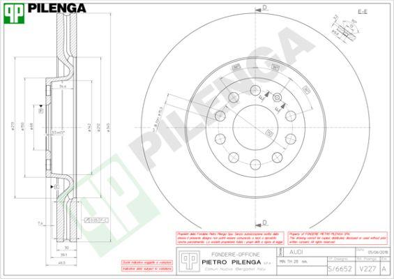 Pilenga V227 - Гальмівний диск autozip.com.ua