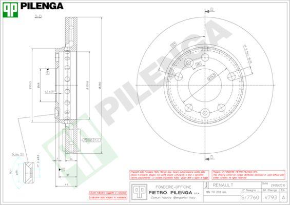 Pilenga V793 - Гальмівний диск autozip.com.ua