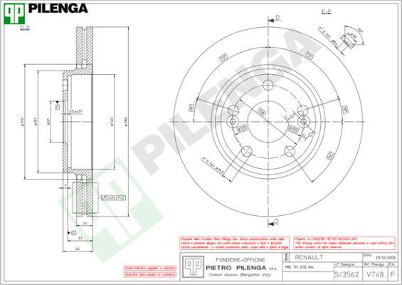 Pilenga V748 - Гальмівний диск autozip.com.ua