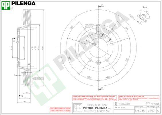 Pilenga V757 - Гальмівний диск autozip.com.ua