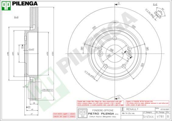 Pilenga V781 - Гальмівний диск autozip.com.ua