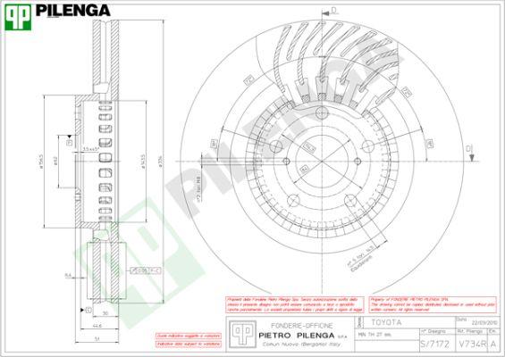 Pilenga V734R - Гальмівний диск autozip.com.ua