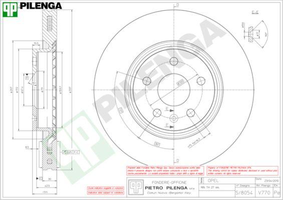 Pilenga V770 - Гальмівний диск autozip.com.ua